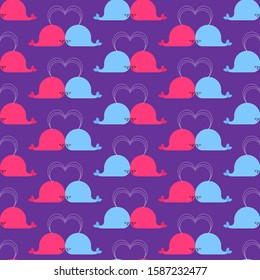 Cute whale pattern seamless. Happy kids cartoon see animal background. vector ornament. Baby fabric texture