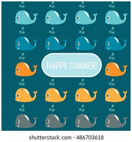cute whale postcard