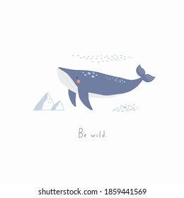 Cute whale print for kids. Be brave