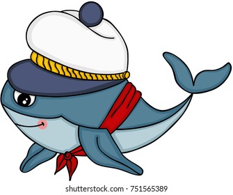 Cute whale with sailor hat

