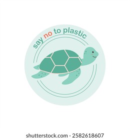 Cute whale with "Save the Ocean" message in a circular design. Minimalist vector illustration promoting marine conservation and ocean protection. Perfect for eco-friendly projects, prints, and campaig