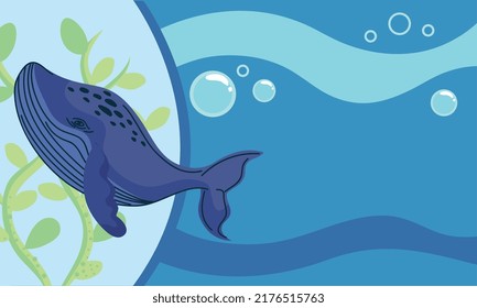 cute whale in the sea
