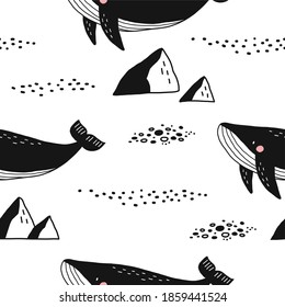 Cute whale seamless pattern for kids