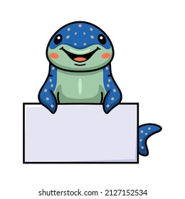 Cute whale shark cartoon with blank sign