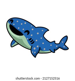 Cute whale shark cartoon swimming