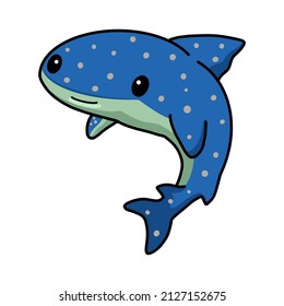Cute whale shark cartoon swimming
