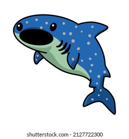 Cute whale shark cartoon swimming