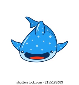 Cute Whale Shark Smiling Vector Illustration Cartoon Icon