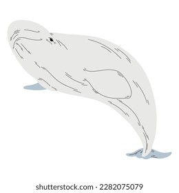 Cute whale silhouette swimming over white