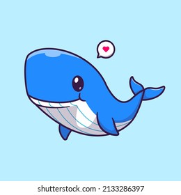 Cute Whale Swimming Cartoon Vector Icon Illustration. Animal Nature Icon Concept Isolated Premium Vector. Flat Cartoon Style