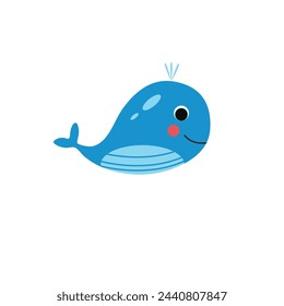 Cute Whale Swimming Cartoon Vector Icon Illustration Animal Nature Icon Concept Isolated Flat