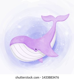 Cute Whale Swimming in Ocean