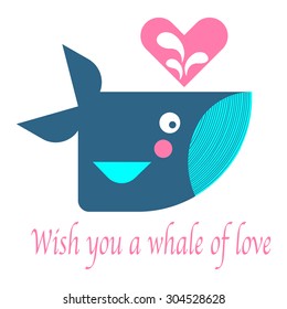 Cute whale swimming in the sea or ocean.fully editable vector illustration. Perfect for greeting cards and child illustrations.