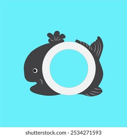 Cute whale toy vector design on blue background. Suitable for children's concepts, animal character illustrations, educational toy products, and fun nautical themes. eps 10