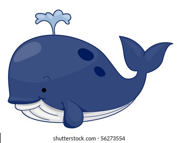 Cute Whale - Vector