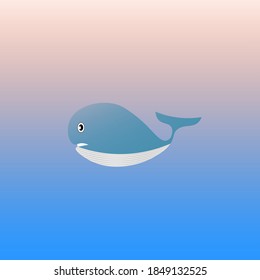 Cute whale vector with aurora