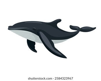 Cute whale. Vector clipart illustration on isolated background.