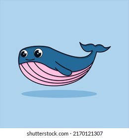 Cute whale vector icon illustration. flat cartoon style. animal nature icon concept