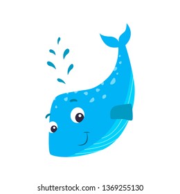 Cute  whale vector illustration. Flat design