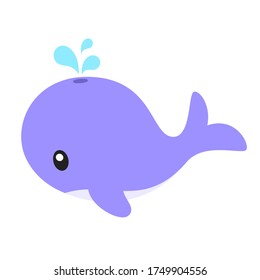Cute Whale Vector Illustration on White