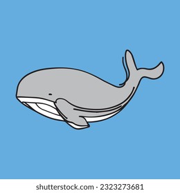 linda ilustración vectorial de ballena en el mar , uso en medios sociales , impresión como pegatina