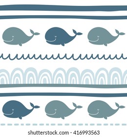 Cute Whale vector pattern