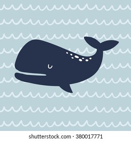 Cute Whale Vector Print