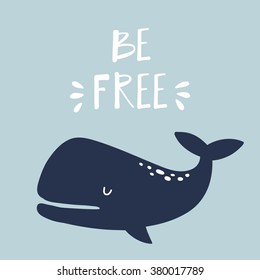 Cute Whale vector print