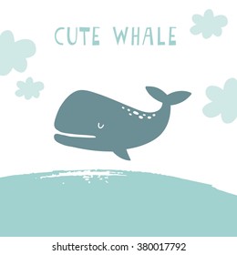 Cute Whale vector print