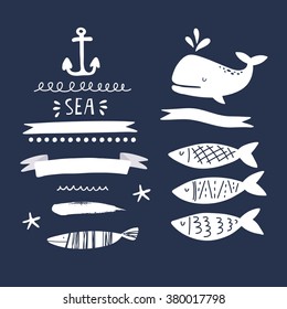 Cute Whale vector print