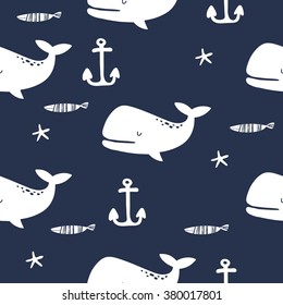 Cute Whale vector print