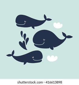 Cute Whale vector print