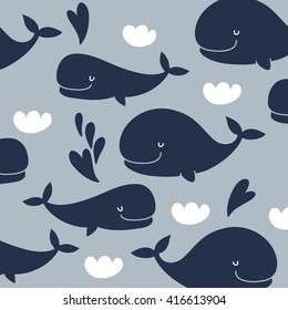 Cute Whale vector print