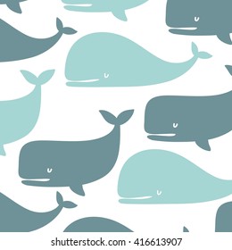 Cute Whale vector print