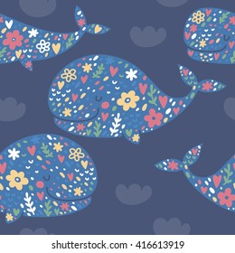 Cute Whale vector print