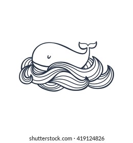 Cute Whale vector print