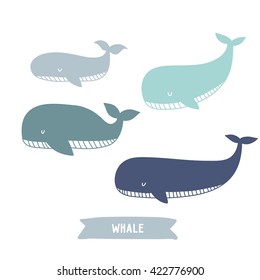 Cute Whale vector print