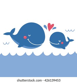 Cute Whale Vector Print