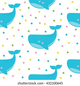 Cute Whale vector print