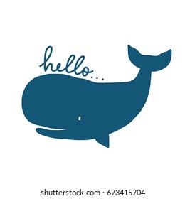 Cute Whale vector print