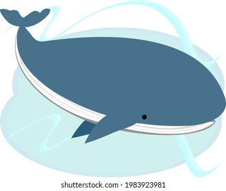 cute whale vector In the water of the sea, sponges and waves of the sea, nature and abundance of the sea.