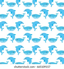 cute whaleand dolphin pattern