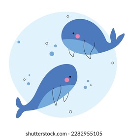 Cute whales. Cute ocean animal characters. Vector illustration.
Cartoon whale sketch line icon. Childish print for nursery, kids apparel, poster, postcard, pattern.