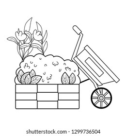 cute wheelbarrow gardening with bush garden