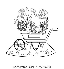 cute wheelbarrow gardening with flowers garden