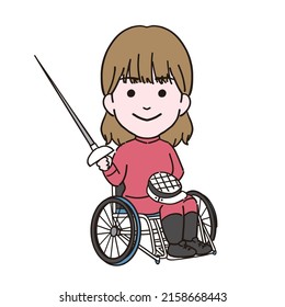 Cute wheelchair fencing illustration - vector 