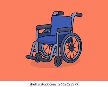Silla de ruedas linda - Ilustración de dibujos animados de Vector plano.