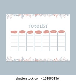Cute Whimsical Garden To Do List Weekly Template