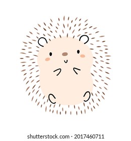 Cute and whimsical hedgehog character. Cartoon style, hand drawn vector illustration.