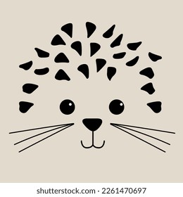 Cute and whimsical hedgehog. Cute  pattern Cartoon style, hand drawn vector illustration.